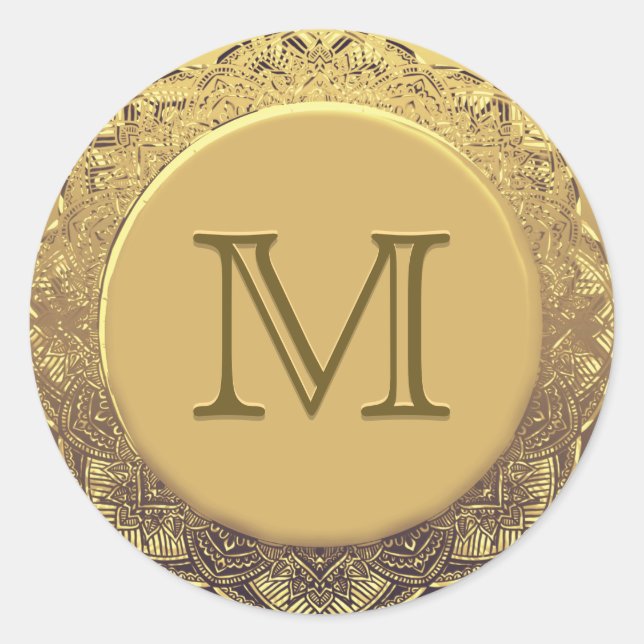 Sticker Rond Sceau d'or Monogramme personnalisable (Devant)