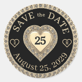 Sticker Rond Sceau doré monogramme pour sauvegarde de la date