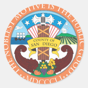 Sticker Rond Sceau du comté de San Diego
