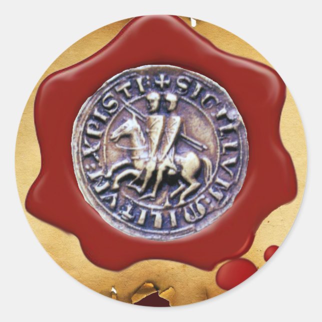 Sticker Rond SCEAU DU MODÈLE DES CHEVALIERS, Cire rouge, Parche (Devant)
