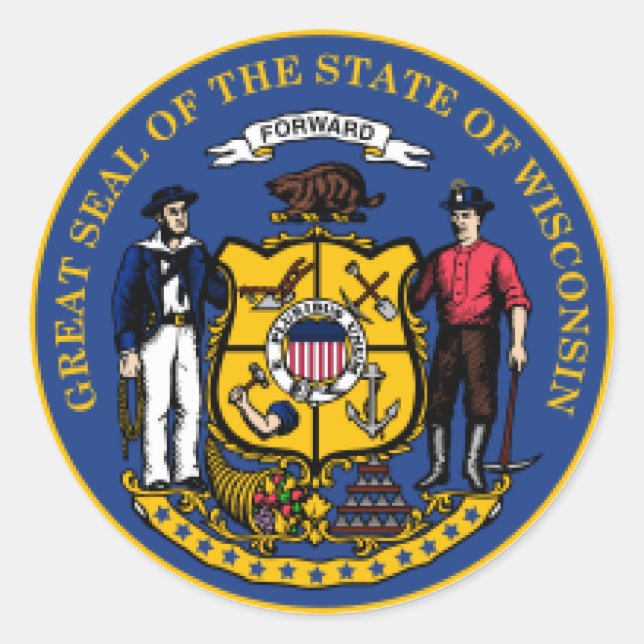Sticker Rond Sceau du Wisconsin (Devant)