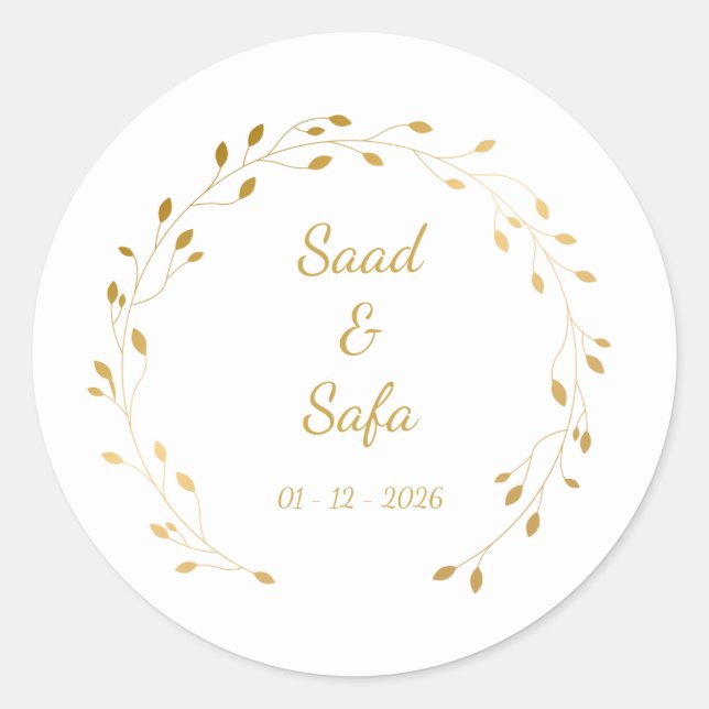 Sticker Rond Sceau élégant pour enveloppe de mariage Autocollan (Devant)