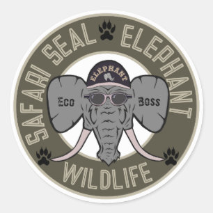 Sticker Rond Sceau éléphant Safari