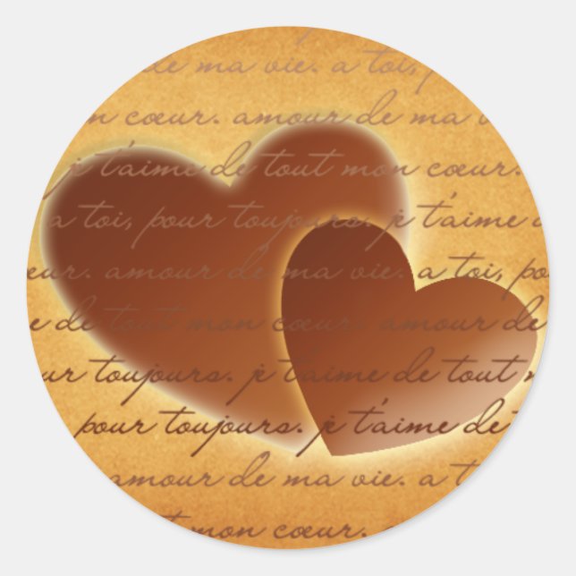 Sticker Rond Sceau Enveloppe 2 Coeurs (Devant)