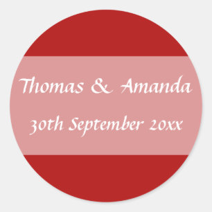 Sticker Rond Sceau Enveloppe Nom Rouge & Date
