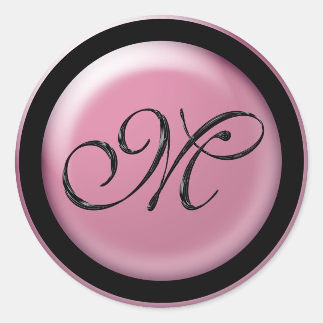 Sticker Rond Sceau faire-part de mariage M (Devant)