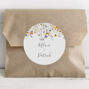 Sticker Rond Sceau Fleur sauvage Enveloppe Mariage Automne