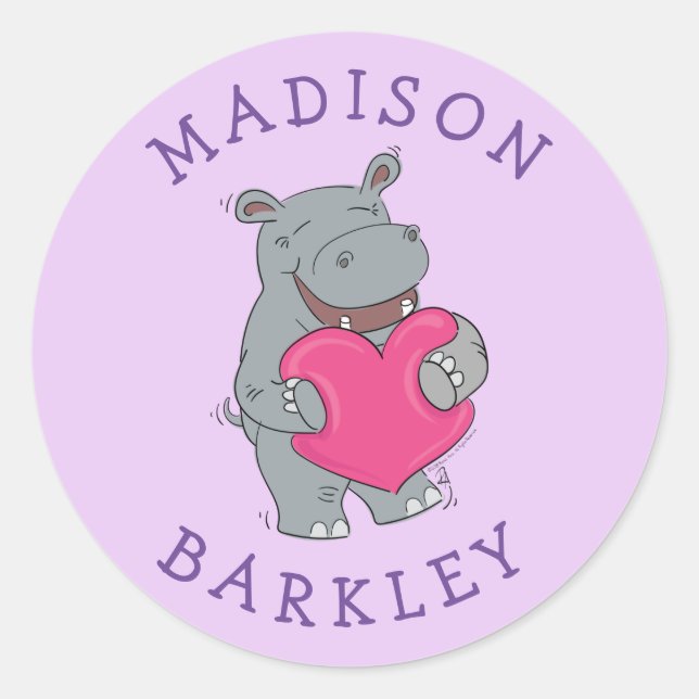 Sticker Rond Sceau hippo-kid-Cute Valentine's Enveloppe (Devant)