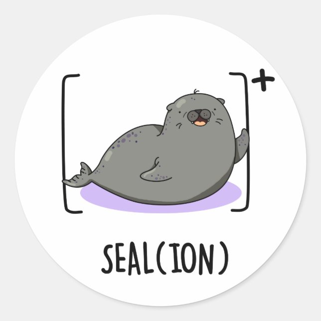 Sticker Rond Sceau Ion Funny Mer Lion Pun (Devant)