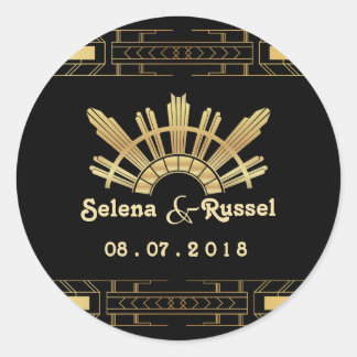 Sticker Rond Sceau Mariage Art déco de beauté classique