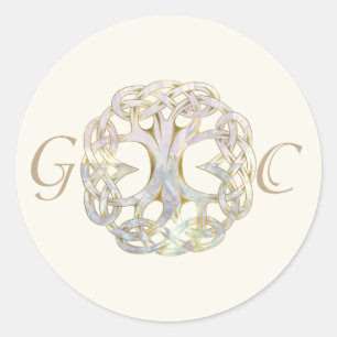 Sticker Rond Sceau Mariage d'enveloppe Arbre celtique de vie