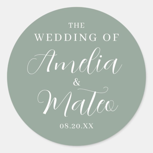 Sticker Rond Sceau Mariage d'enveloppe de calligraphie élégant (Devant)