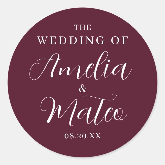 Sticker Rond Sceau Mariage d'enveloppe de calligraphie rouge Bo (Devant)