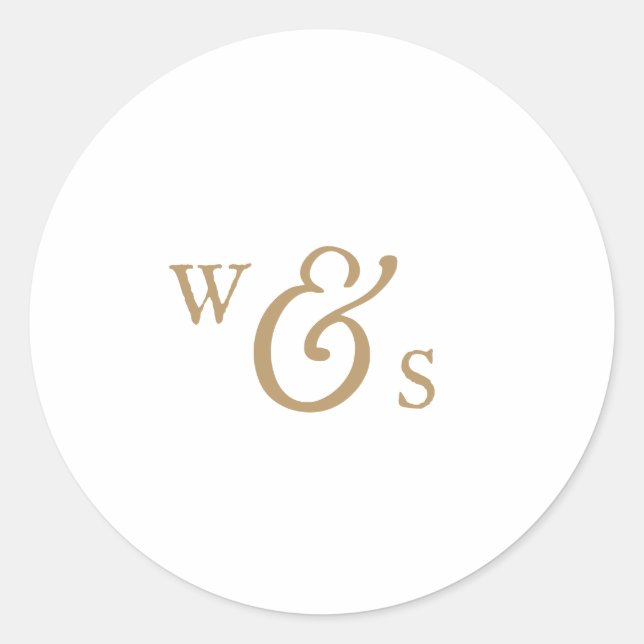 Sticker Rond Sceau Mariage d'enveloppe de monogramme en or rust (Devant)