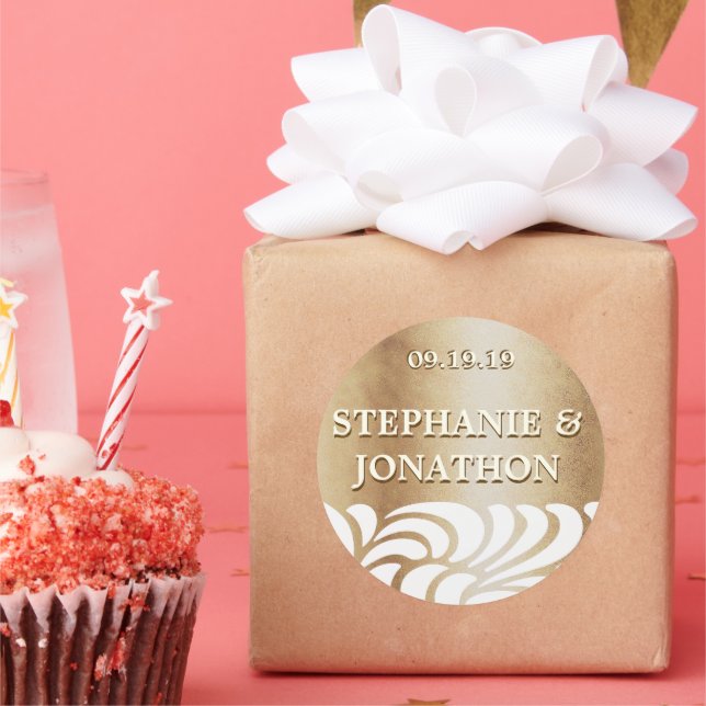 Sticker Rond Sceau Mariage en or ivoire (Fête)