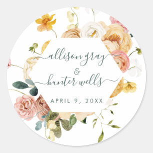 Sticker Rond Sceau Mariage floral   Sutton