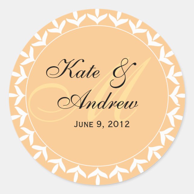 Sticker Rond Sceau mariage jaune monogramme (Devant)