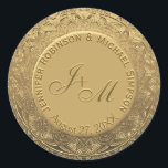 Sticker Rond Sceau Mariage Monogramme personnalisable<br><div class="desc">Customisez cette feuille d'or look mariage autocollant et sceau pour les invitations,  les faveurs,  la décoration et plus encore.</div>