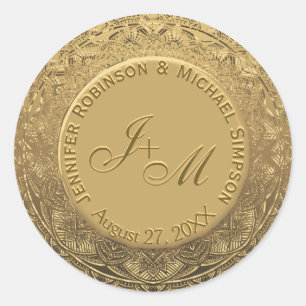 Sticker Rond Sceau Mariage Monogramme personnalisable