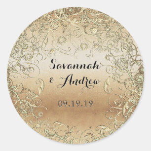 Sticker Rond Sceau Mariage noir et or