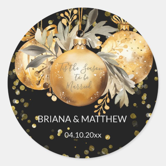 Sticker Rond Sceau Mariage Noir Or (Devant)