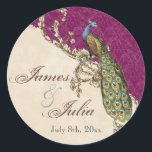 Sticker Rond Sceau Mariage Peacock & Etchat vintage<br><div class="desc">Ce sceau d'invitation élégant et sophistiqué ou autocollant, allie le meilleur de la tradition et la fraîcheur du contemporain. Le mélange d'éléments d'art Vintage et d'aquarelle contemporaine peinte à la main par Audrey Jeanne Roberts donne une belle qualité intemporelle à cette invitation. Un paon majestueux repose sur d'élégants tourbillons gravés...</div>