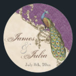 Sticker Rond Sceau Mariage Peacock & Etchat vintage<br><div class="desc">Ce sceau d'invitation élégant et sophistiqué ou autocollant, allie le meilleur de la tradition et la fraîcheur du contemporain. Le mélange d'éléments d'art Vintage et d'aquarelle contemporaine peinte à la main par Audrey Jeanne Roberts donne une belle qualité intemporelle à cette invitation. Un paon majestueux repose sur d'élégants tourbillons gravés...</div>