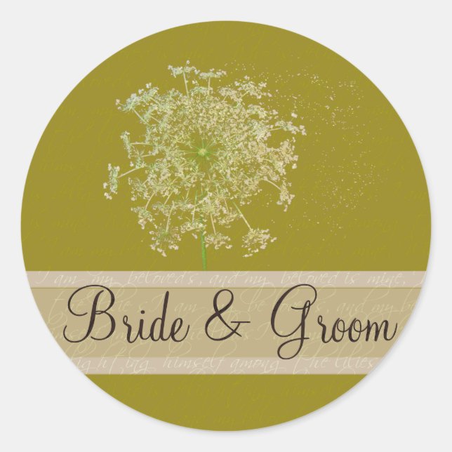 Sticker Rond Sceau Mariage Queen Anne Lace (Devant)