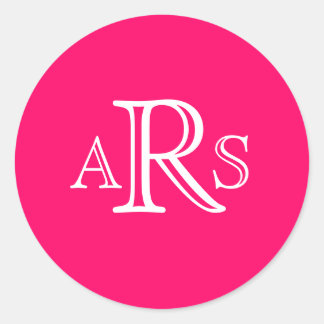 Sticker Rond Sceau Mariage rose chaud monogramme personnalisé t