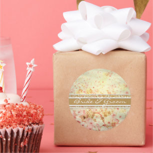 Sticker Rond Sceau Mariage rose et caramel Tan Petunia