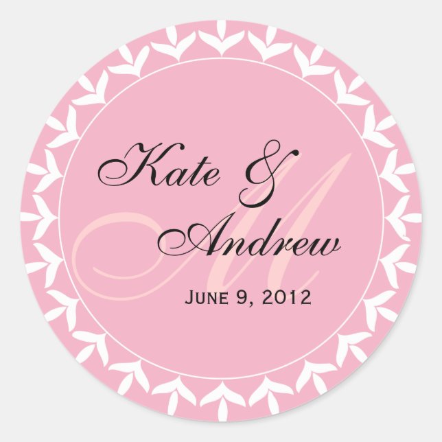 Sticker Rond Sceau mariage rose monogramme (Devant)