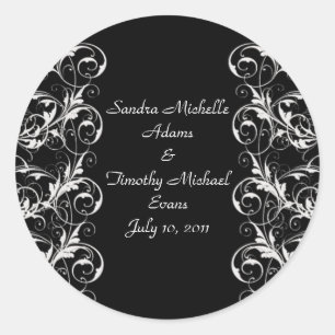 Sticker Rond Sceau Mariage Royal Romance noir/lunette