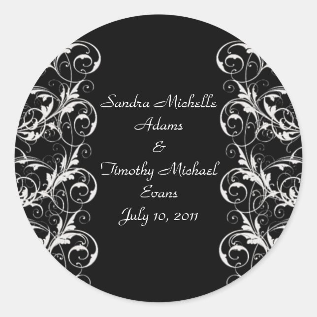 Sticker Rond Sceau Mariage Royal Romance noir/lunette (Devant)