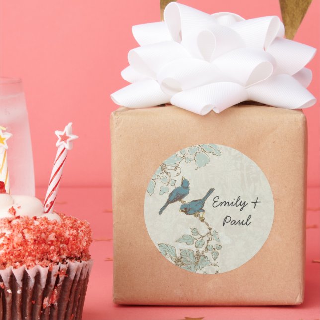 Sticker Rond Sceau Mariage Turquoise vintage (Fête)