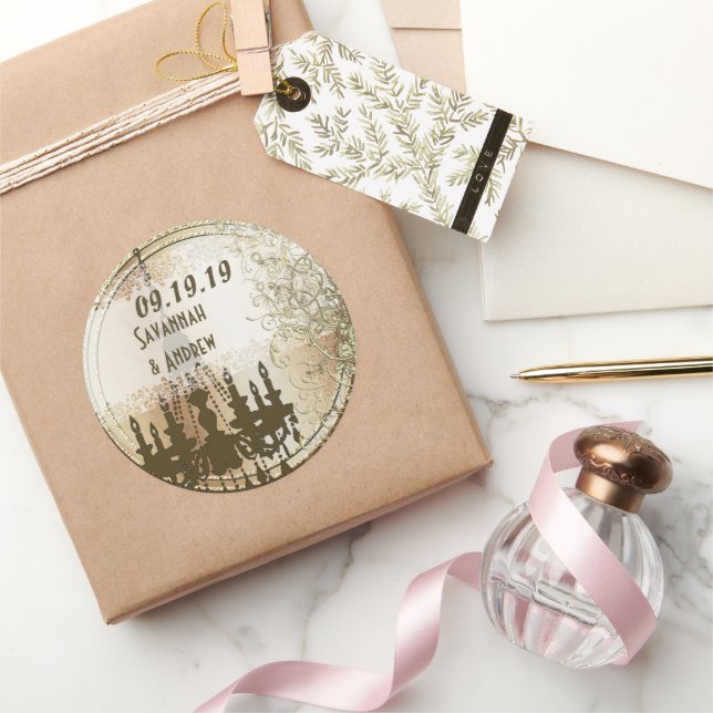 Sticker Rond Sceau Mariage vintage de lustre (Cadeaux)