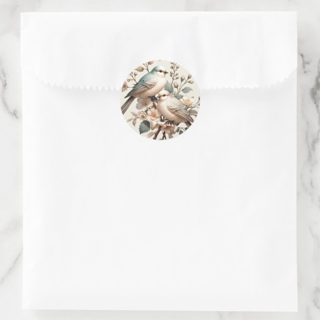 Sticker Rond Sceau Miniature Rond de l'Envelope d'Amour Floral  (Sac)