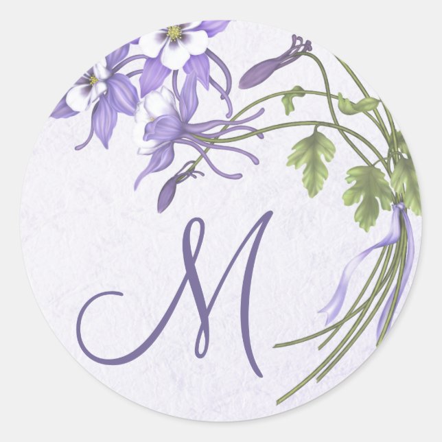 Sticker Rond Sceau monogramme du bouquet Columbine (Devant)