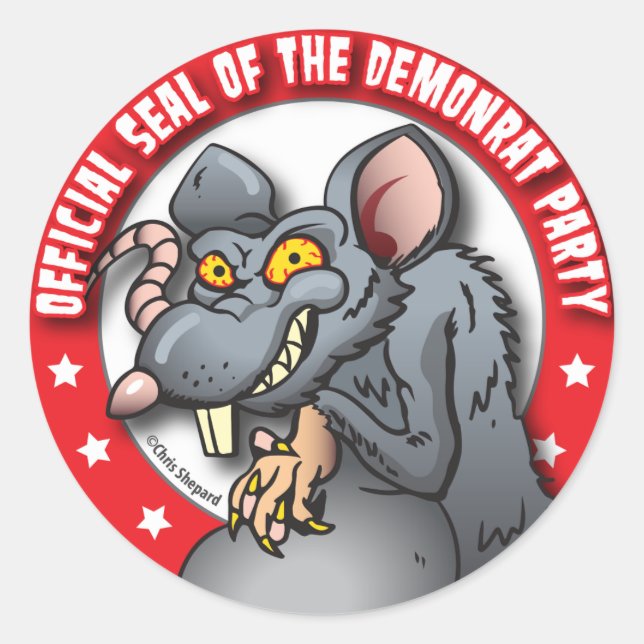 STICKER ROND SCEAU OFFICIEL DU PARTI DÉMOCRATE AKA DEMON-RAT (Devant)
