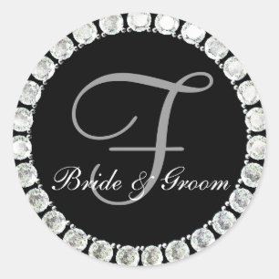 Sticker Rond Sceau personnalisable de monogramme de diamant F