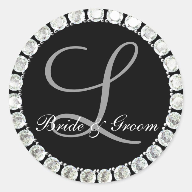 Sticker Rond Sceau personnalisable de monogramme de diamant L (Devant)