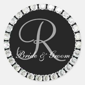 Sticker Rond Sceau personnalisable de monogramme de diamant R