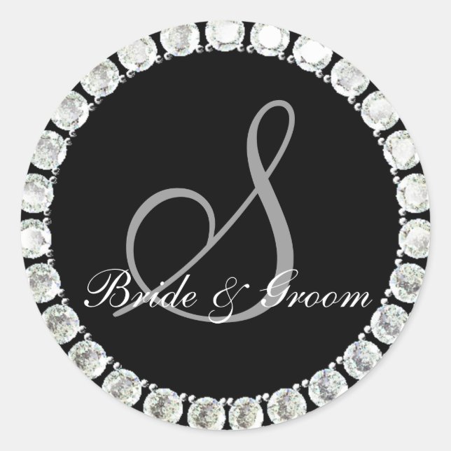 Sticker Rond Sceau personnalisable de monogramme de diamant S (Devant)
