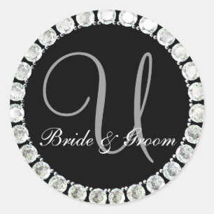 Sticker Rond Sceau personnalisable de monogramme de diamant U