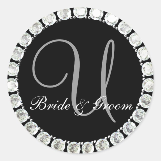 Sticker Rond Sceau personnalisable de monogramme de diamant U (Devant)