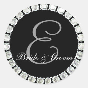 Sticker Rond Sceau personnalisable E monogramme diamant