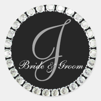 Sticker Rond Sceau personnalisable en diamant monogramme J