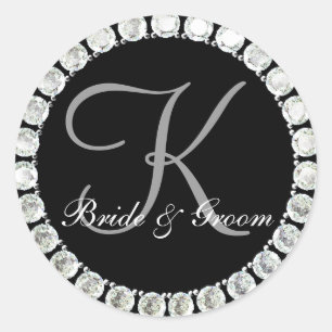 Sticker Rond Sceau personnalisable K monogramme de diamant