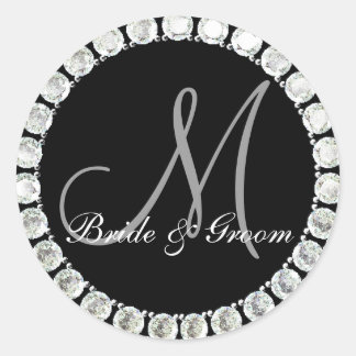 Sticker Rond Sceau personnalisable M monogramme diamant