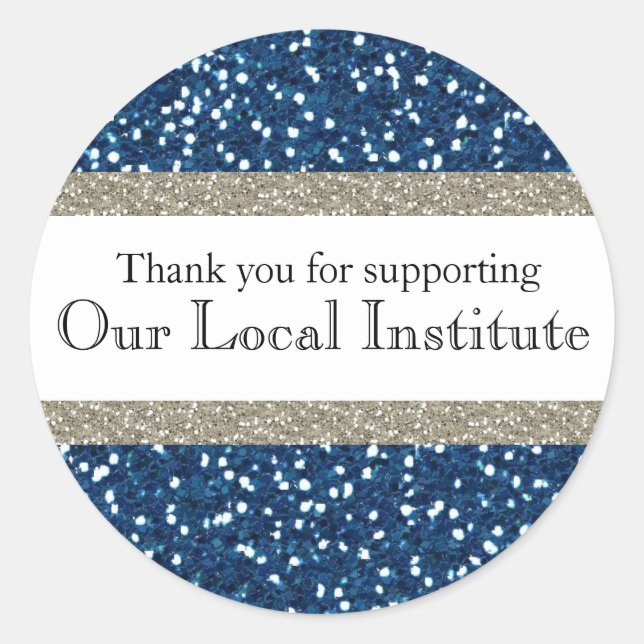 Sticker Rond Sceau personnalisé d'argent bleu brillant (Devant)