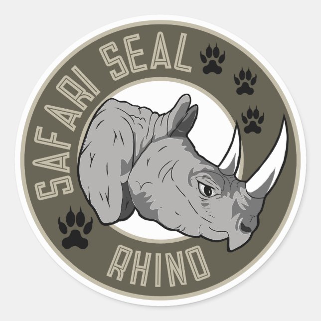 Sticker Rond Sceau Safari Rhino (Devant)